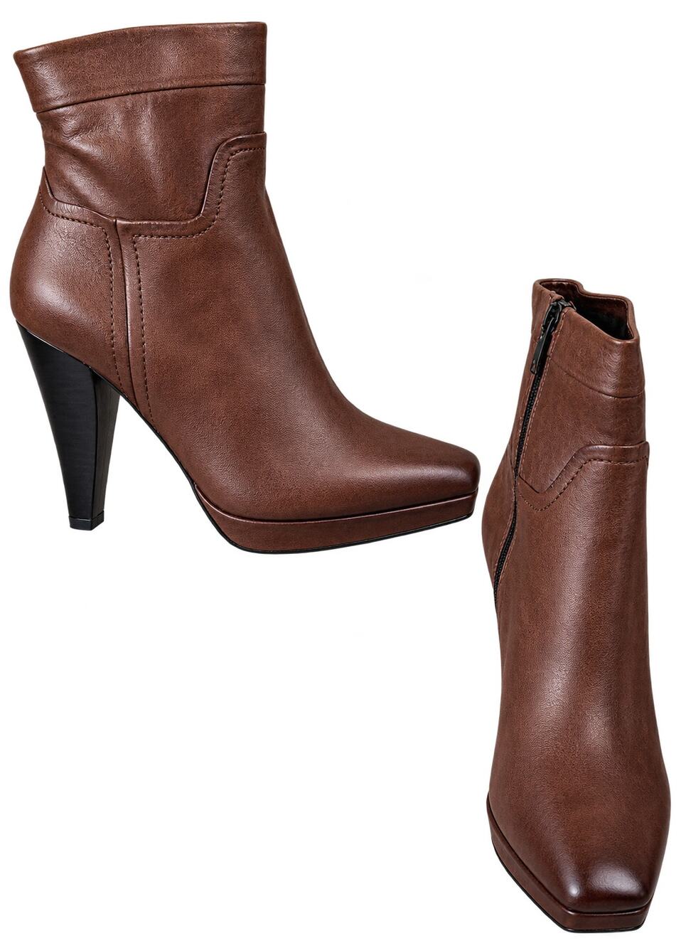 Donald Pliner Brown Vachetta Leather Boot 3/4" Platform Peace Zip NWT $535 Sz7.5